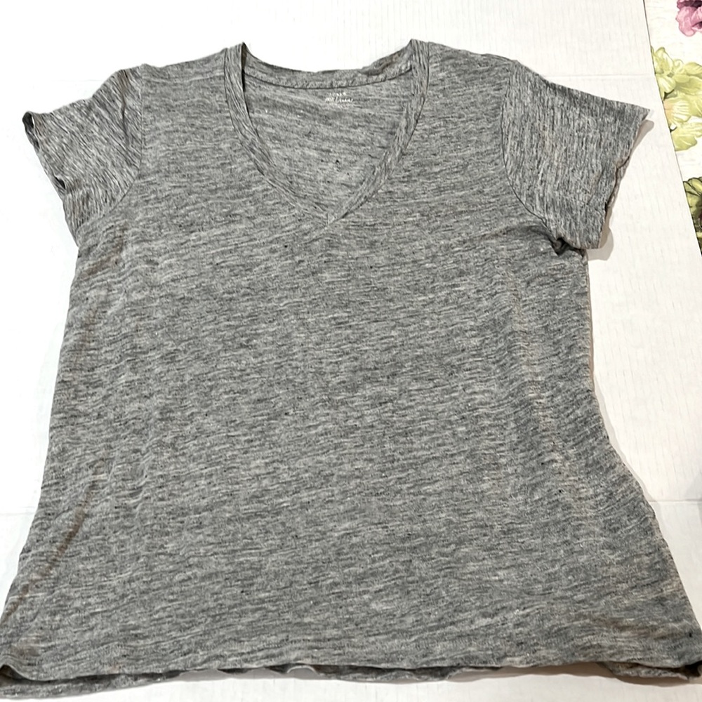 J. Crew Heather Gray V-Neck Short Sleeve Tee